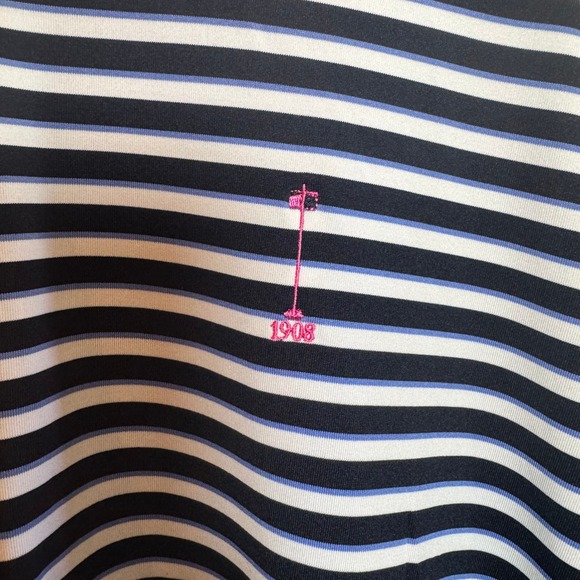 GREYSON Men's XXL Striped Performance Golf Polo Shirt Pink Logo Embroidered - Picture 2 of 6